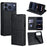 For iPhone 17 Pro Case Card Slots Cowhide Texture Phone Leather Cover - Black - 1