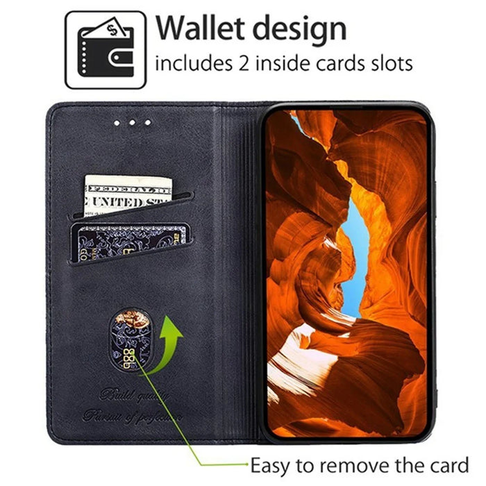 For iPhone 17 Pro Case Card Slots Cowhide Texture Phone Leather Cover - Black - 2