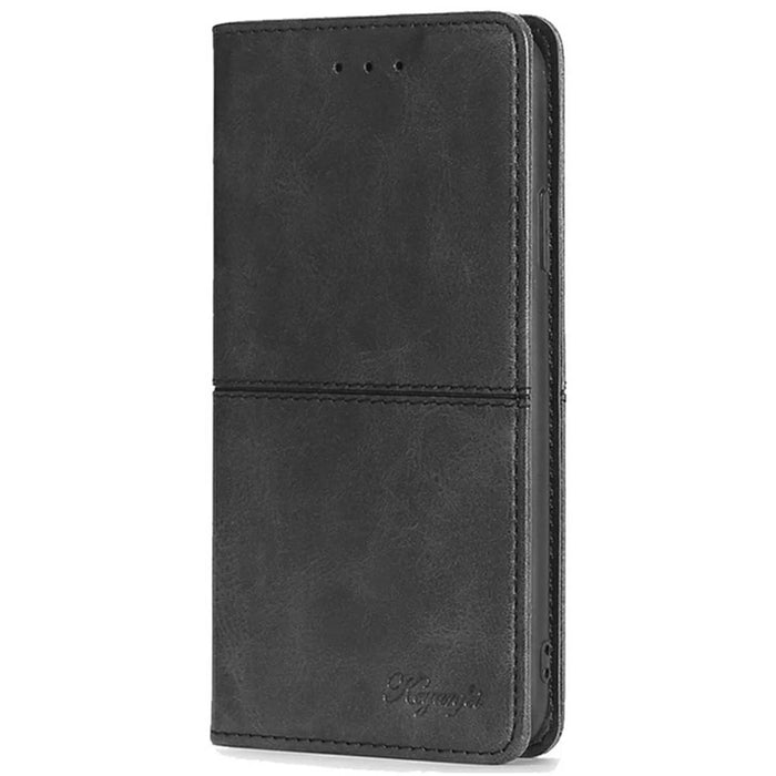 For iPhone 17 Pro Case Card Slots Cowhide Texture Phone Leather Cover - Black - 6