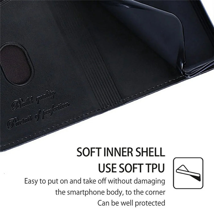 For iPhone 17 Pro Max Case Card Slots Cowhide Texture Phone Leather Cover - Black - 5