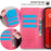 For iPhone 17 Pro Max Case PU Leather Wallet Phone Cover Tree Deer Imprinted - Pink - 5