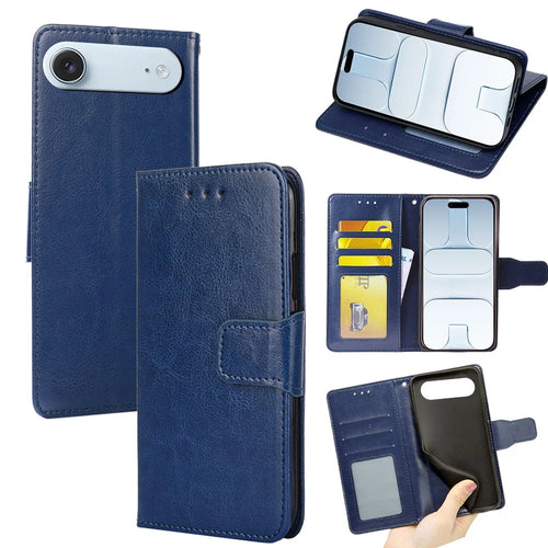 For iPhone Air Case Wallet PU Leather + TPU Folding Stand Phone Cover - Sapphire - 1