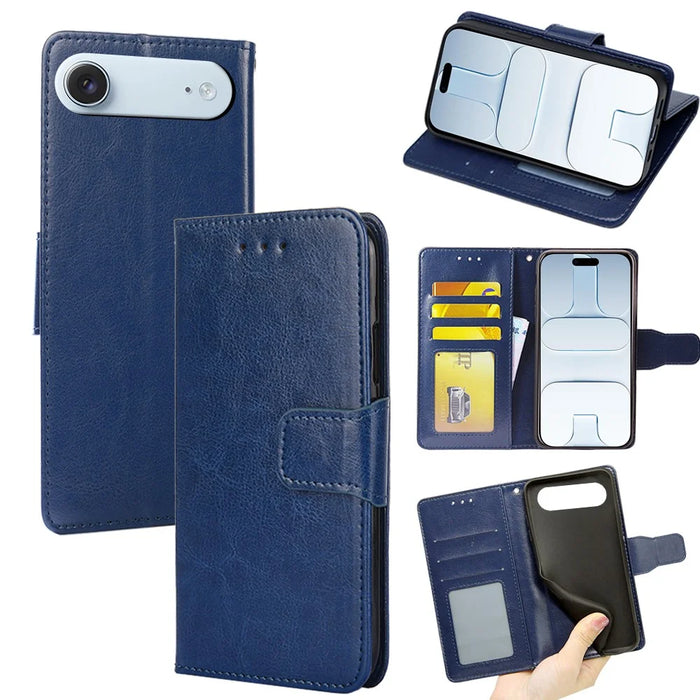 For iPhone Air Case Wallet PU Leather + TPU Folding Stand Phone Cover - Sapphire - 1
