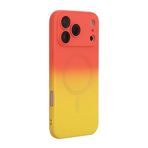 ENKAY HAT PRINCE For iPhone 17 Pro Silicone Case   Gradient Color Cover Compatible with MagSafe - Orange+Yellow - 1
