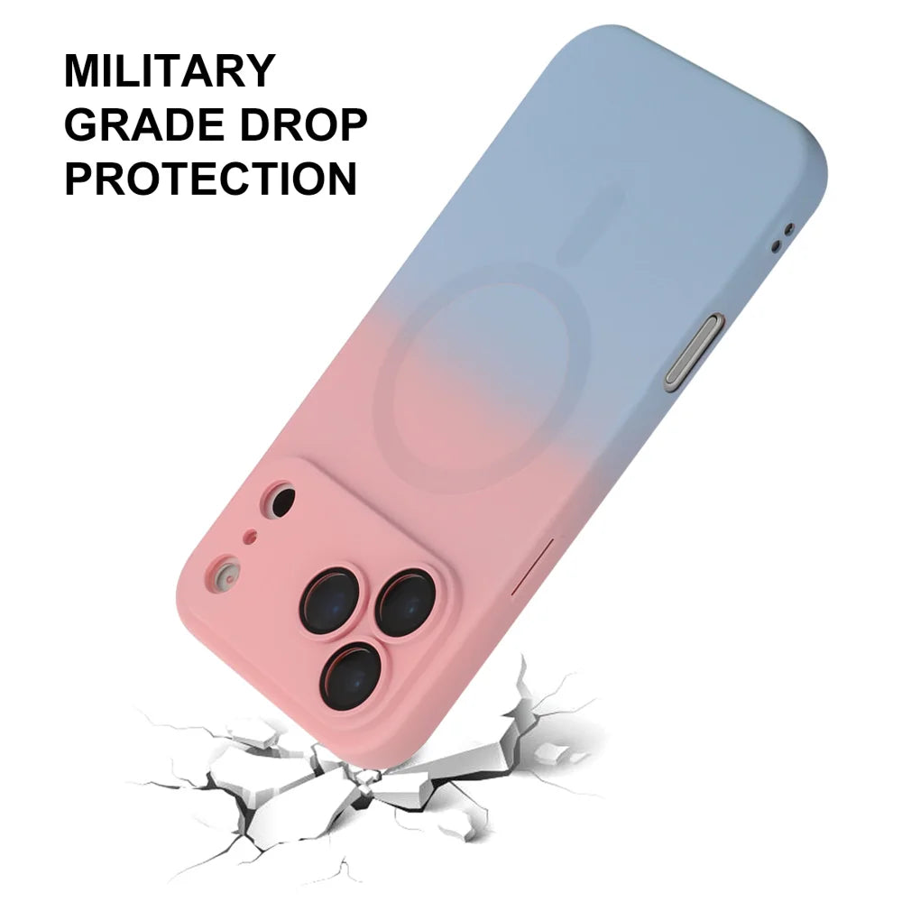 ENKAY HAT PRINCE For iPhone 17 Pro Silicone Case   Gradient Color Cover Compatible with MagSafe - Orange+Yellow - 4