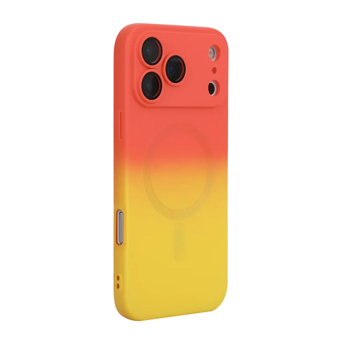 ENKAY HAT PRINCE For iPhone 17 Pro Max Silicone Case   Gradient Color Cover Compatible with MagSafe - Orange+Yellow - 1