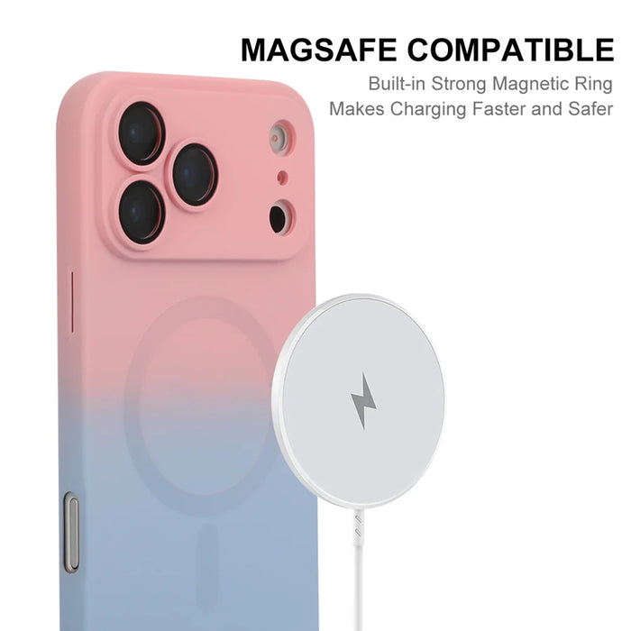 ENKAY HAT PRINCE For iPhone 17 Pro Max Silicone Case   Gradient Color Cover Compatible with MagSafe - Orange+Yellow - 2