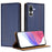 For Samsung Galaxy M36 5G Case L-Shaped Grid Pattern Leather Stand Phone Cover with Card Slots - Blue - 1
