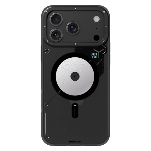 YOUNGKIT For iPhone 17 Pro Max Case Compatible with MagSafe Unique Disc Design TPU + PC Phone Back Cover - Dark Grey - 1