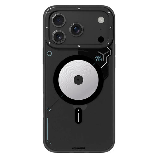 YOUNGKIT For iPhone 17 Pro Max Case Compatible with MagSafe Unique Disc Design TPU + PC Phone Back Cover - Dark Grey - 1