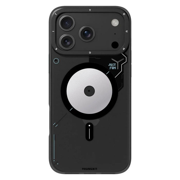 YOUNGKIT For iPhone 17 Pro Max Case Compatible with MagSafe Unique Disc Design TPU + PC Phone Back Cover - Dark Grey - 1