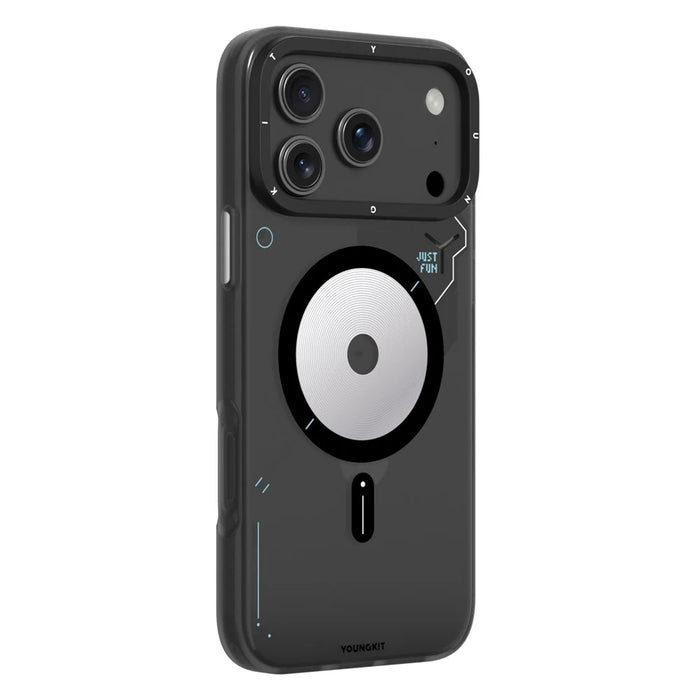 YOUNGKIT For iPhone 17 Pro Max Case Compatible with MagSafe Unique Disc Design TPU + PC Phone Back Cover - Dark Grey - 2