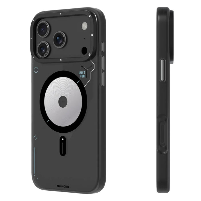 YOUNGKIT For iPhone 17 Pro Max Case Compatible with MagSafe Unique Disc Design TPU + PC Phone Back Cover - Dark Grey - 3