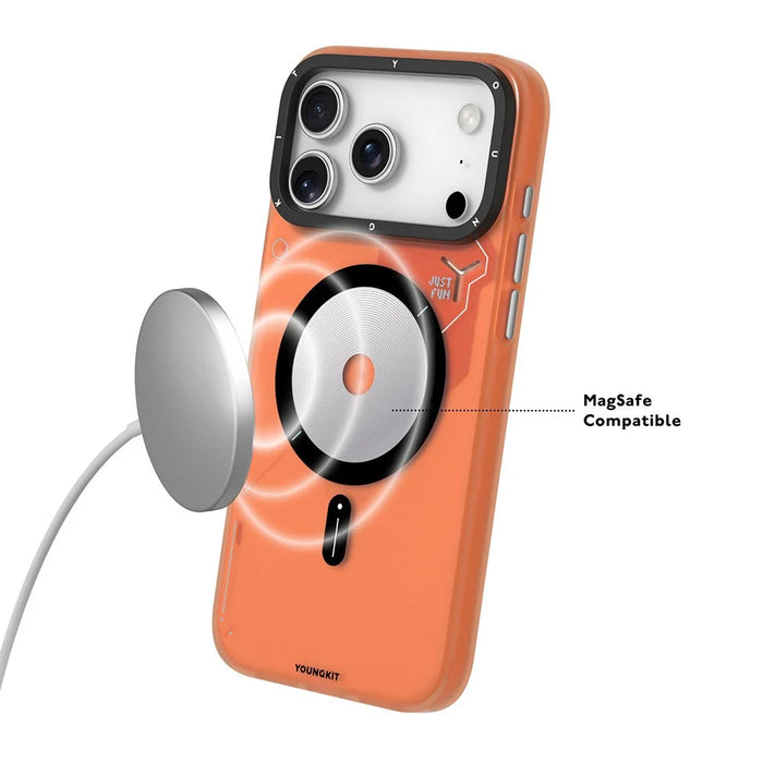 YOUNGKIT For iPhone 17 Pro Max Case Compatible with MagSafe Unique Disc Design TPU + PC Phone Back Cover - Dark Grey - 4