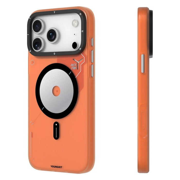 YOUNGKIT For iPhone 17 Pro Magnetic Case Unique Disc Design TPU + PC Phone Back Cover - Orange - 3