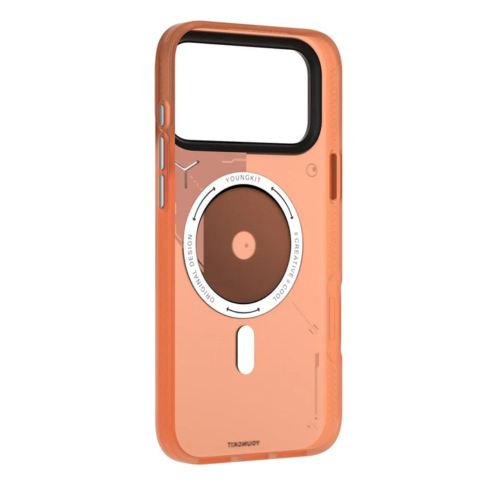 YOUNGKIT For iPhone 17 Pro Magnetic Case Unique Disc Design TPU + PC Phone Back Cover - Orange - 4
