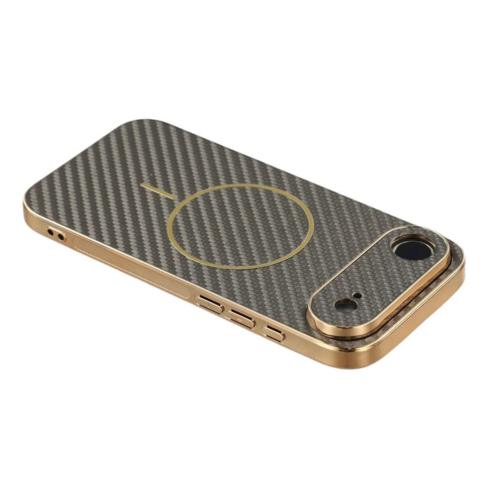 For iPhone Air Phone Case Carbon Fiber Textured Electroplated TPU Back Cover - Coffee - 5