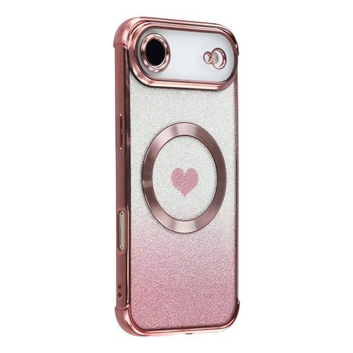 For iPhone Air Case Gradient Sparkle TPU Phone Cover Compatible with MagSafe - Rose Pink - 1