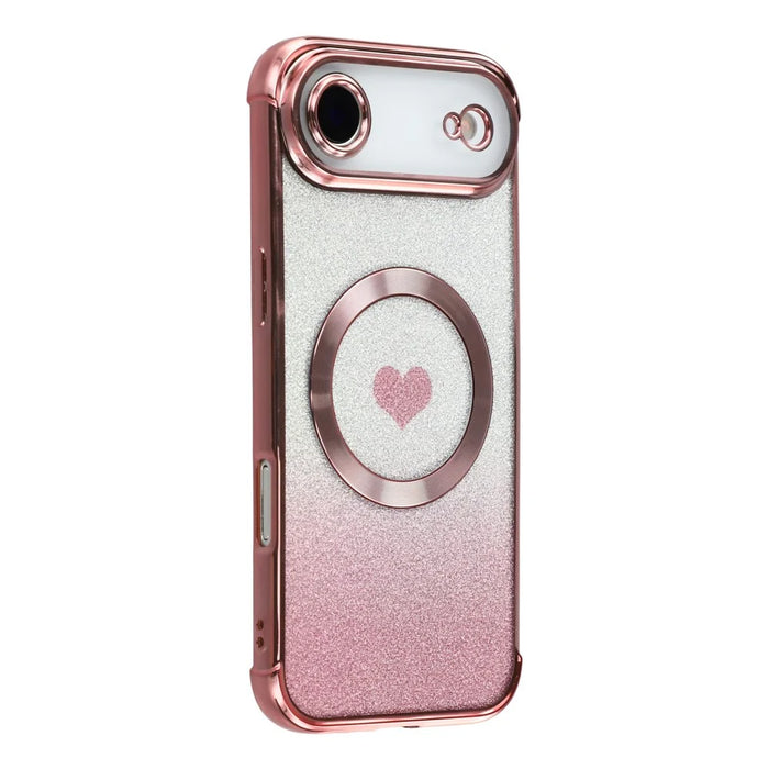 For iPhone Air Case Gradient Sparkle TPU Phone Cover Compatible with MagSafe - Rose Pink - 1