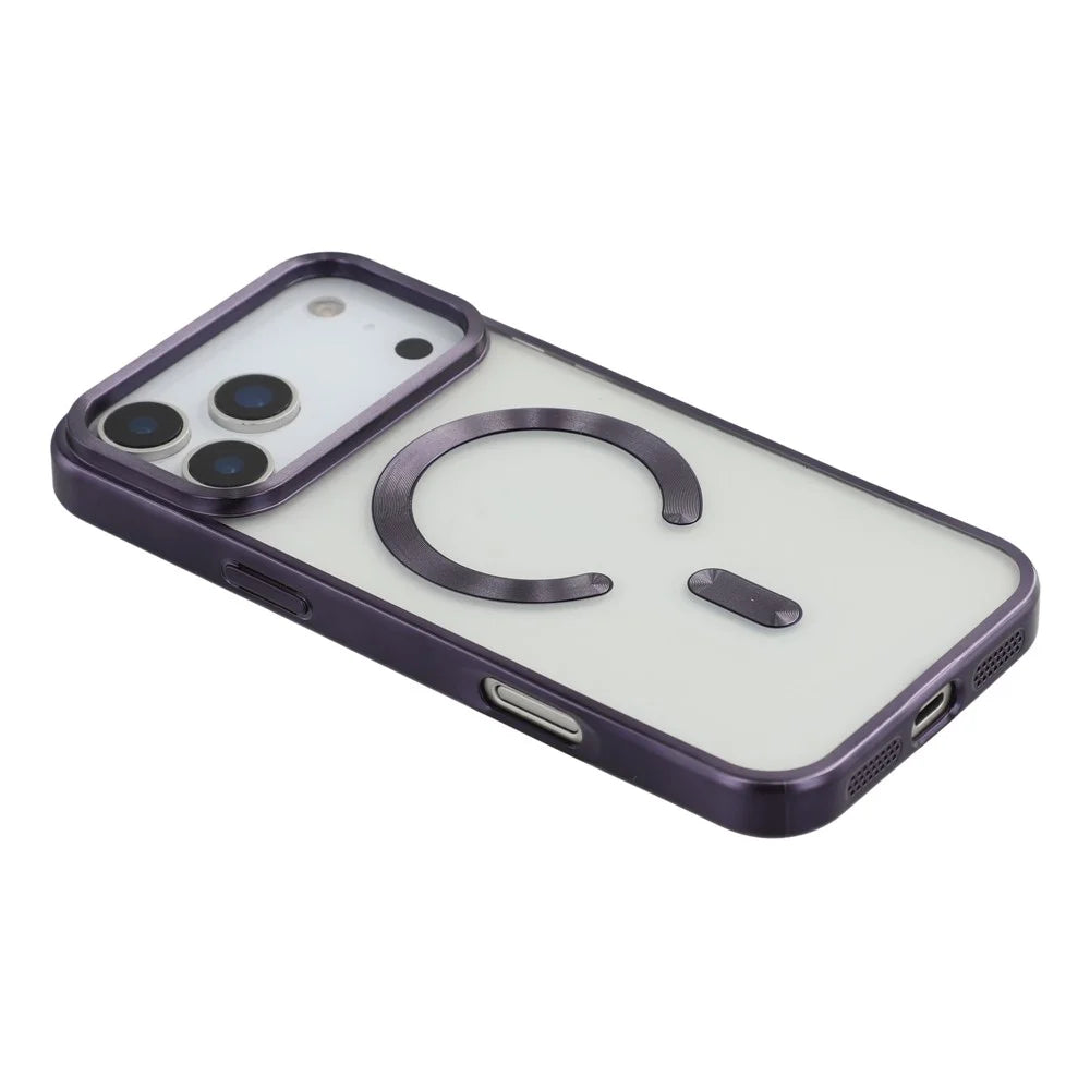 For iPhone 18 Pro / 17 Pro Case Matte Electroplating Phone Cover Compatible with MagSafe - Dark Purple - 4