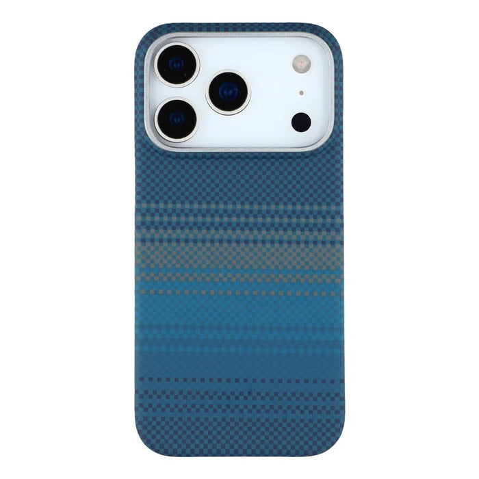 For iPhone 17 Pro Case Compatible with MagSafe Carbon Fiber Texture PC Phone Back Cover - Sunset Blue - 3