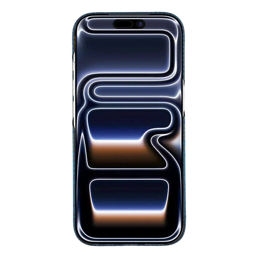 For iPhone 17 Pro Max Case Compatible with MagSafe Carbon Fiber Texture PC Phone Back Cover - Sunset Blue - 2