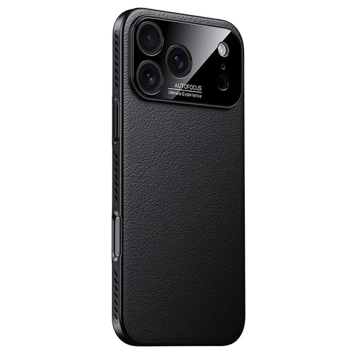 For iPhone 17 Pro Max Case Ultra Thin Heat Dissipation PU Leather Coated PC Phone Cover - Black - 1