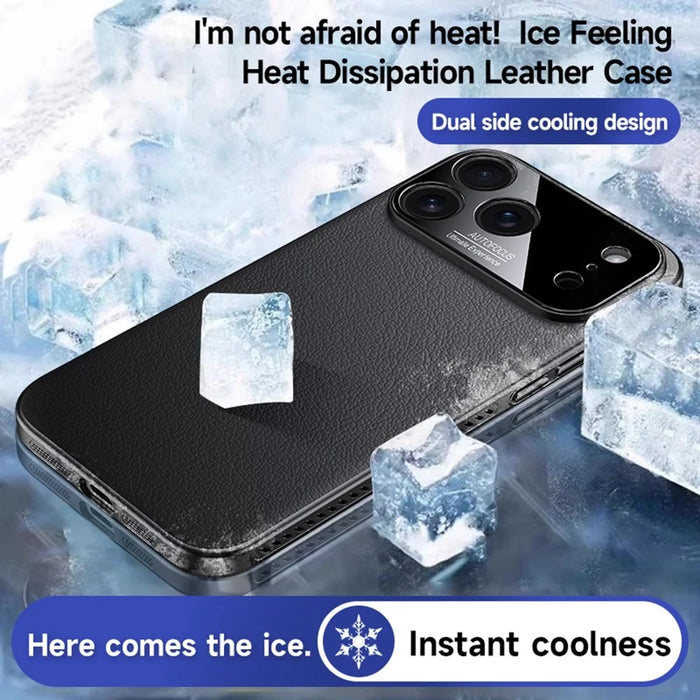 For iPhone 17 Pro Case Ultra Thin Heat Dissipation PU Leather Coated PC Phone Cover - Black - 3