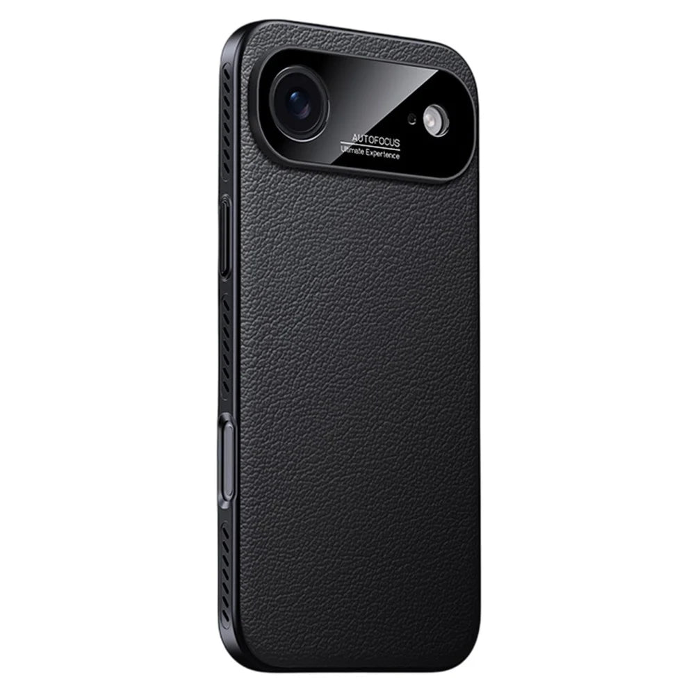 For iPhone Air Case Ultra Thin Heat Dissipation PU Leather Coated PC Phone Cover - Black - 1