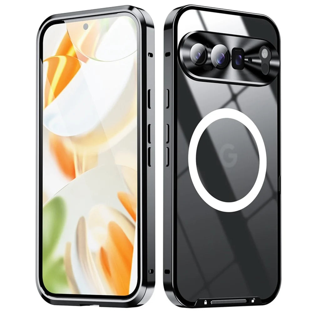 For Google Pixel 10 Pro XL Magnetic Case Metal Frame Matte Phone Cover - Black - 1