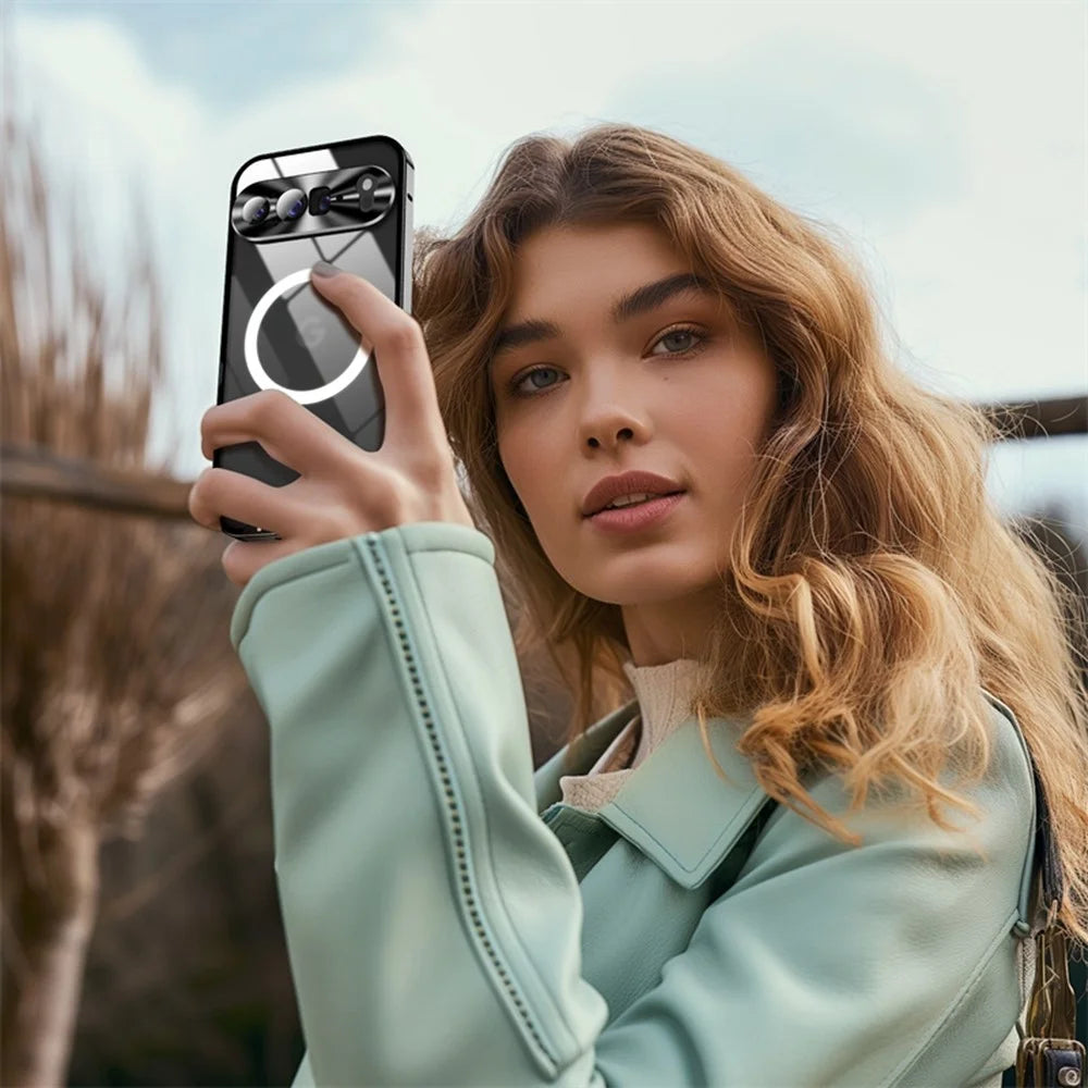 For Google Pixel 10 Pro XL Magnetic Case Metal Frame Matte Phone Cover - Black - 7