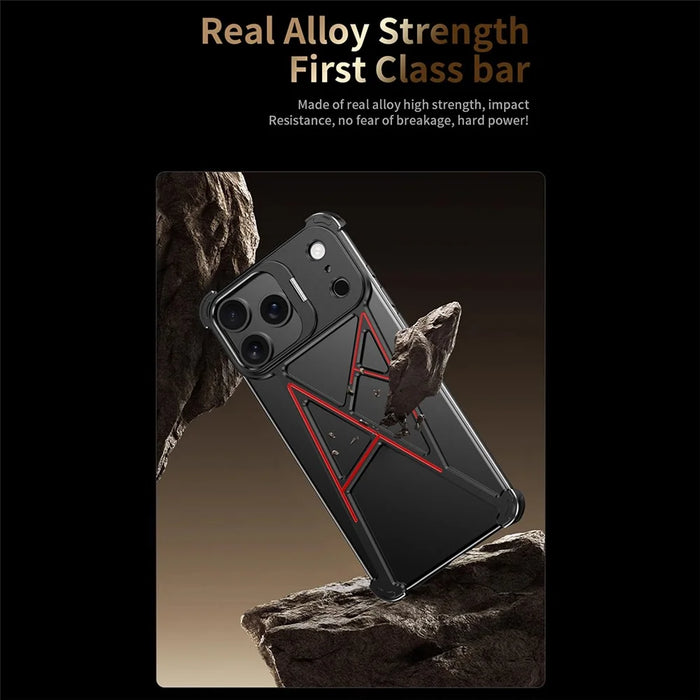 For iPhone 17 Pro Max Bumper Case Four Corner Airbag Kickstand Boardless A-Shape Metal Phone Cover - Black - 5