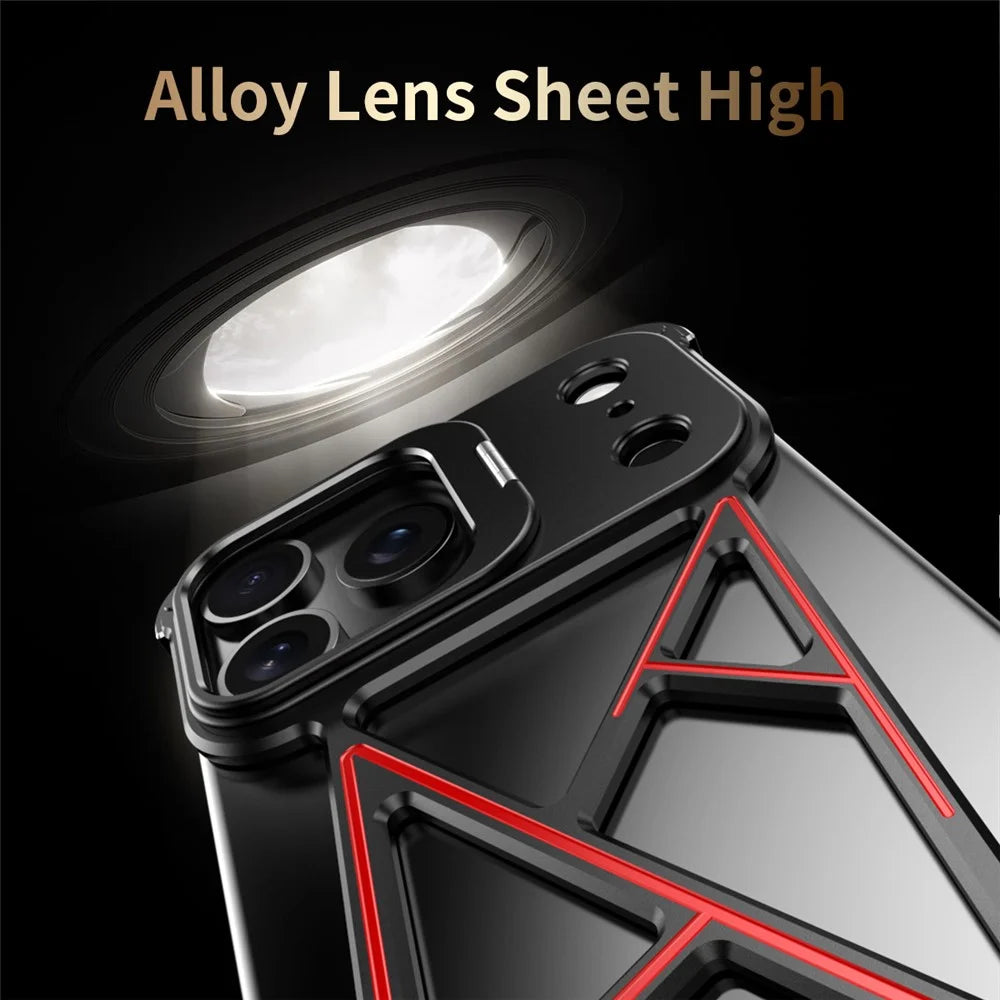 For iPhone 17 Pro Bumper Case Four Corner Airbag Kickstand Boardless A-Shape Metal Phone Cover - Black - 7