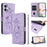 For iPhone 17 Case Wallet Stand Lotus Imprint Leather Phone Cover with Wrist Strap - Purple - 1