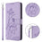 For iPhone 17 Case Wallet Stand Lotus Imprint Leather Phone Cover with Wrist Strap - Purple - 6