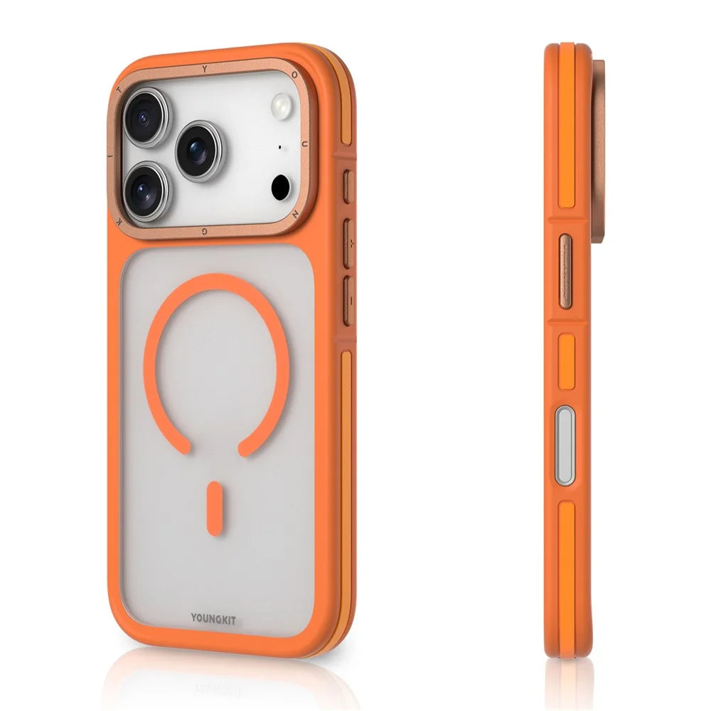 YOUNGKIT For iPhone 17 Pro Max Case Compatible with MagSafe Skin-Touch Matte PC + TPU Phone Cover - Orange - 2
