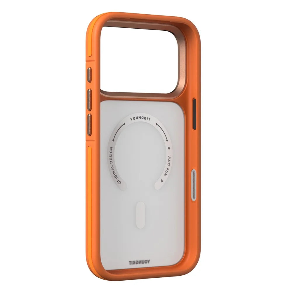 YOUNGKIT For iPhone 17 Pro Max Case Compatible with MagSafe Skin-Touch Matte PC + TPU Phone Cover - Orange - 3
