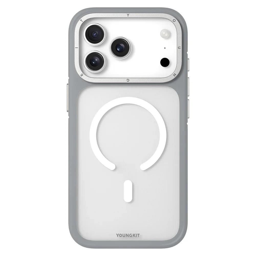 YOUNGKIT For iPhone 17 Pro Case Compatible with MagSafe Skin-Touch Matte PC + TPU Phone Cover - Grey - 1