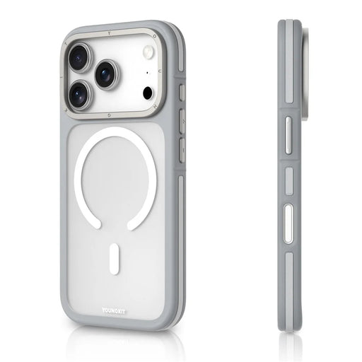 YOUNGKIT For iPhone 17 Pro Case Compatible with MagSafe Skin-Touch Matte PC + TPU Phone Cover - Grey - 2
