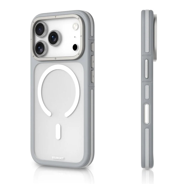 YOUNGKIT For iPhone 17 Pro Case Compatible with MagSafe Skin-Touch Matte PC + TPU Phone Cover - Grey - 2