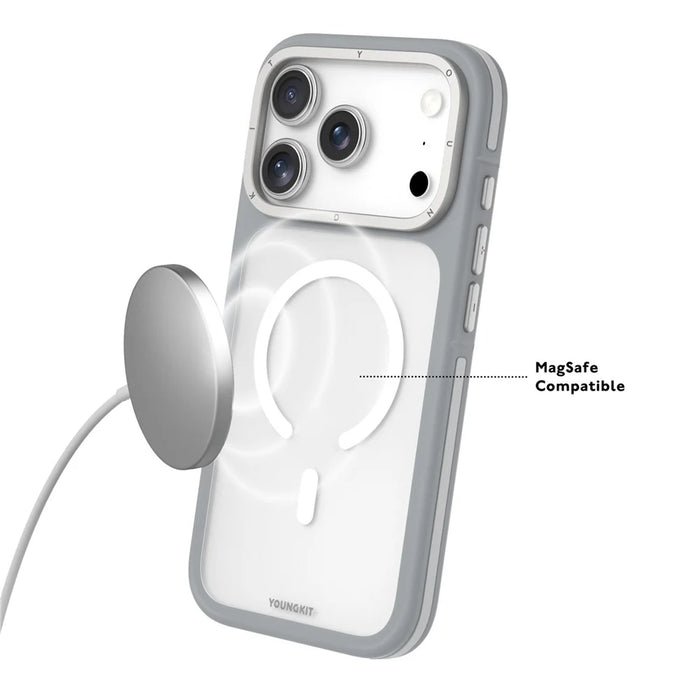 YOUNGKIT For iPhone 17 Pro Case Compatible with MagSafe Skin-Touch Matte PC + TPU Phone Cover - Grey - 3
