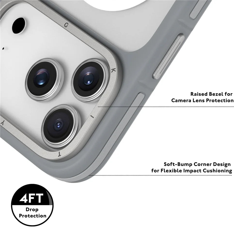 YOUNGKIT For iPhone 17 Pro Case Compatible with MagSafe Skin-Touch Matte PC + TPU Phone Cover - Grey - 4