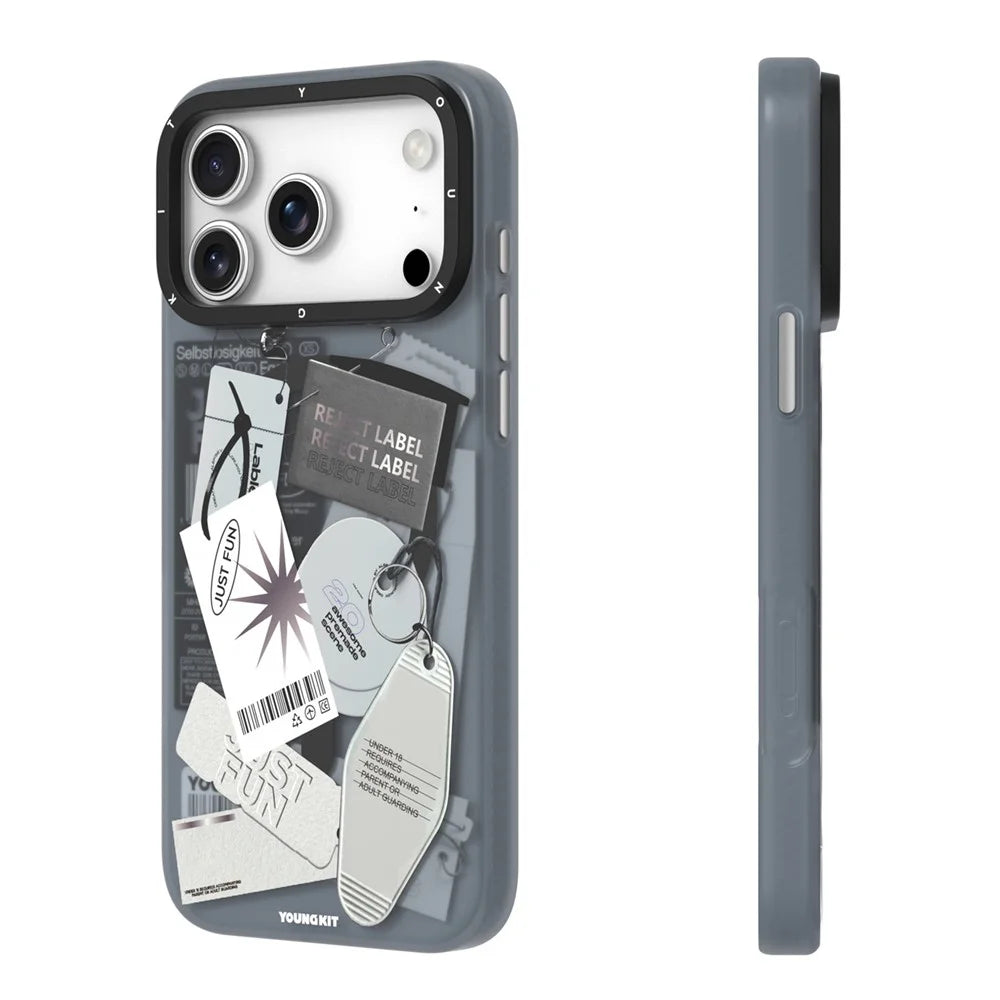 YOUNGKIT Interdimensional Series For iPhone 17 Pro Magnetic Case Matte TPU IMD Phone Back Cover - Cool (Black  /  White) - 3