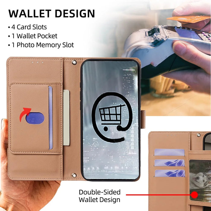 For iPhone 17 Case Triangle Imprinted Skin Touch PU Leather Phone Wallet Cover - Brown - 6