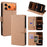 For iPhone 17 Pro Max Case Triangle Imprinted Skin Touch PU Leather Phone Wallet Cover - Brown - 1
