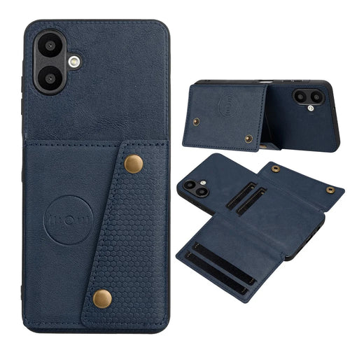 For Samsung Galaxy A08 5G / A08 4G / A07 4G Case with Card Slots Kickstand Leather + TPU Phone Cover - Blue - 1