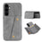 For Samsung Galaxy S25 FE Case with Card Slots Kickstand Leather + TPU Phone Cover - Grey - 1