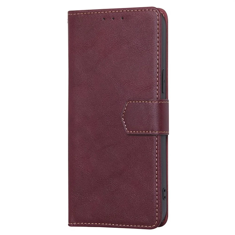 For iPhone 17 Case Leather Phone Cover with RFID Blocking Wallet - Wine Red - 6