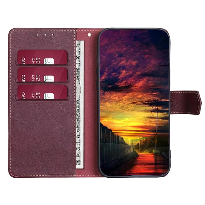 For iPhone 17 Pro Case Leather Phone Cover with RFID Blocking Wallet - Wine Red - 2