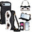 For iPhone Air Case Makeup Mirror Wallet Cute Raccoon Leather Phone Cover with Wrist / Shoulder Strap - Black - 1